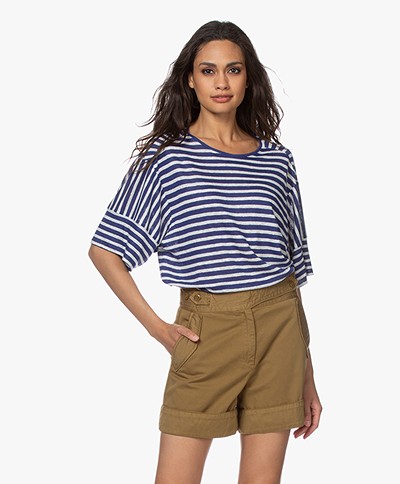 Closed Striped Linen T-shirt - Dark Sea