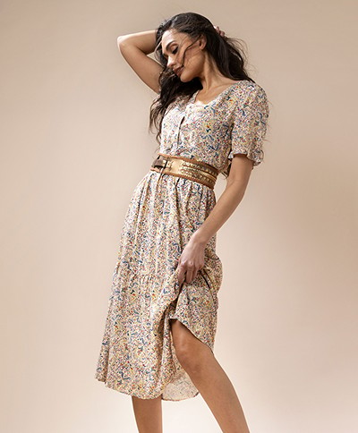 indi & cold Ecovero Viscose Printed Dress - Multi-color