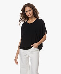 Sibin/Linnebjerg Veda Viscose Blend Short Sleeved Sweater - Black