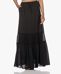 Pomandère Embroidered Crinkle Maxi Skirt - Black