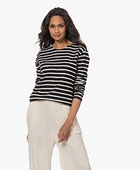 Closed Striped Double-face Long Sleeve - Black/Ivory