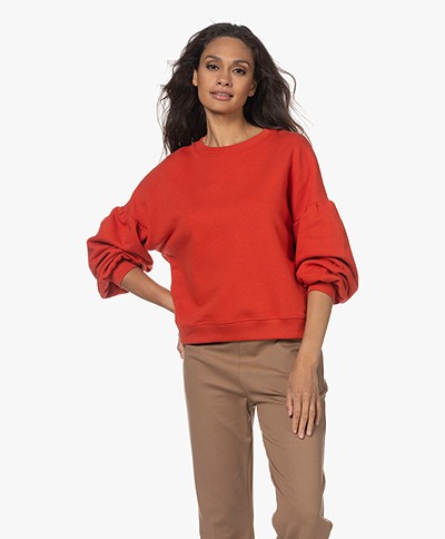 by-bar Aisa Sweater met Ballonmouwen - Candy Red