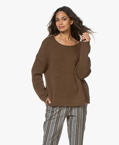 Sibin/Linnebjerg Nova Alpaca Blend Oversized Sweater - Brown