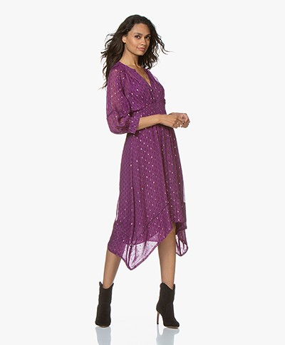 ba&sh Cyana Midi Dress with Lurex Details - Purple
