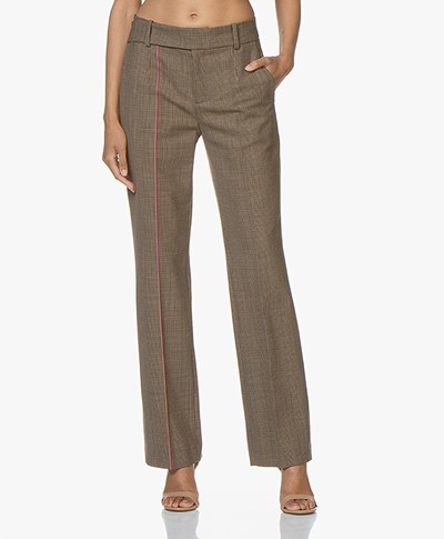 Drykorn Count Loose-Fit Checkered Pants - Brown