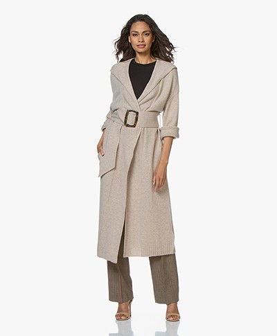 ba&sh Chalie Long Hooded Cardigan with Cashmere - Beige
