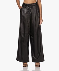 Joseph Nappa Leather Wide Leg Pants - Black
