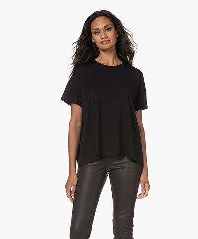 LaSalle Oversized Lyocell Jersey T-shirt - Zwart 