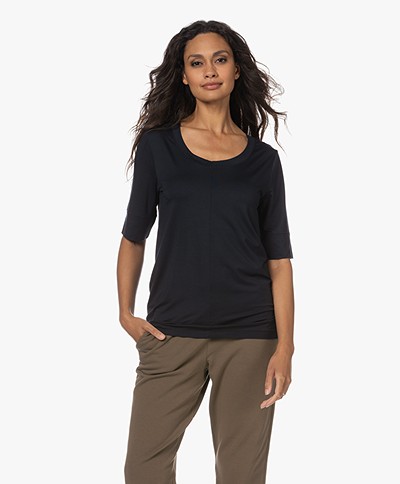 HANRO Yoga Modal Jersey Scoop T-shirt - Black