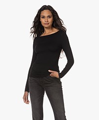 Majestic Filatures Soft Touch Boat Neck Long Sleeve - Black