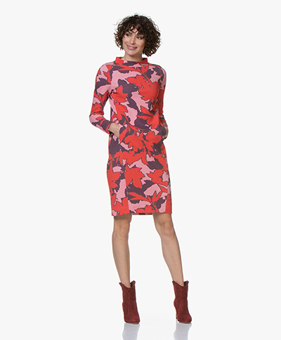 Kyra & Ko Hind Jersey Dress with Leaves Print - Red