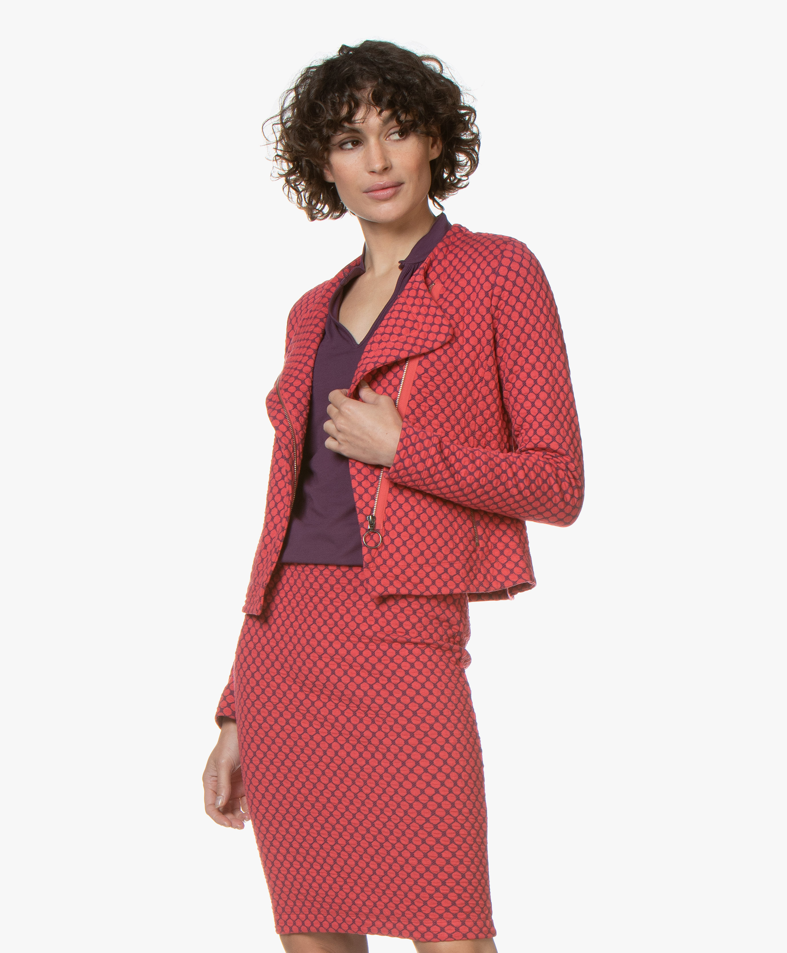 red jersey blazer