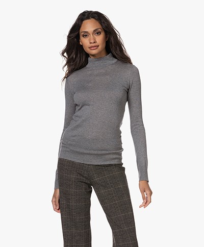 JapanTKY Lako Fine Knit Cotton Turtleneck Sweater - Light Grey