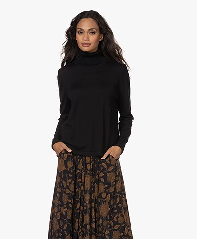 Sibin/Linnebjerg Lisa Turtleneck Sweater in Merino Wool - Black