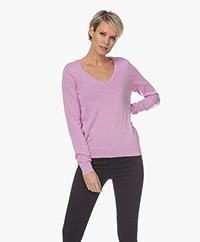 Repeat Organic Cotton Blend V-neck Sweater - Orchid