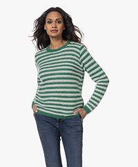 by-bar Gwen Alpaca Blend Striped Pullover - Evergreen 