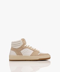 Closed Leather High-top Sneakers - Beton
