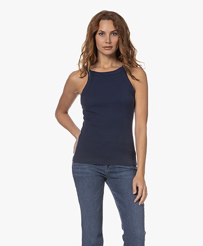 Michael Stars Aria Ribbed Jersey Tank Top - Admiral