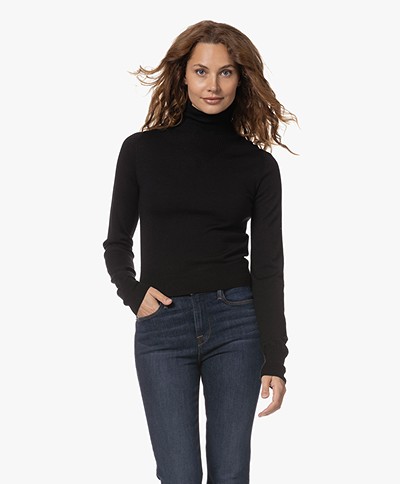 Filippa K Cropped Merino Turtleneck Sweater - Black