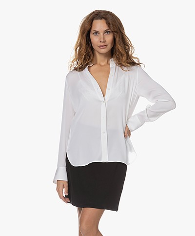 Vince Slim-fit Stretch Silk Blouse - Optic White