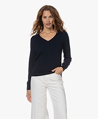 Repeat Cashmere V-neck Sweater - Navy