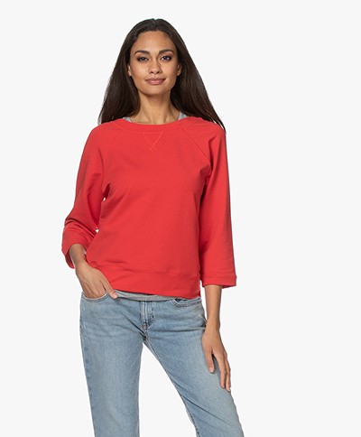 no man's land Sweater with Cropped Sleeves - Red