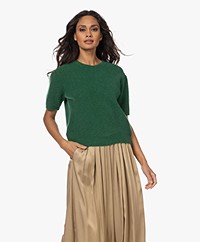 by-bar Ilou Short Sleeve Ribbed Sweater with Lurex - Evergreen