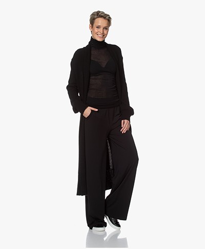 LaSalle Long Open Wool Blend Oversized Cardigan - Black