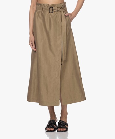 Filippa K Odilia Linen Blend Maxi Skirt - Dark Khaki