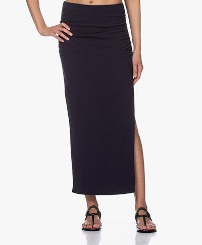 James Perse Brushed Jersey Long Split Skirt - French Navy