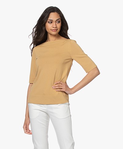 LaSalle Short Sleeve Boat Neck Sweater - Gold