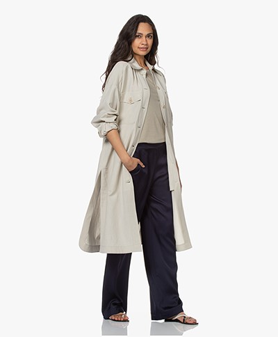Drykorn Timbi Linen Blend Long Blazer Jacket - Beige