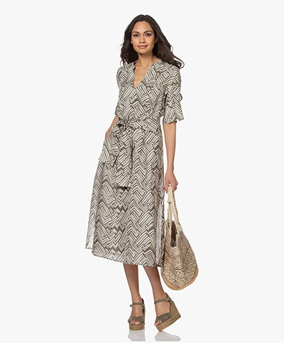LaSalle Printed Linen Midi Dress - Jungle