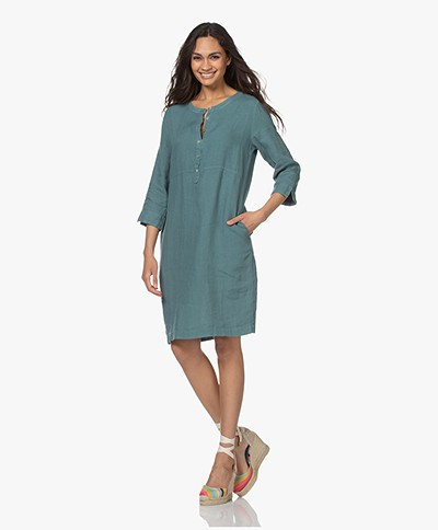 Belluna Lazard Knee-length Linen Dress - Sea Green
