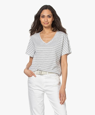 Josephine & Co Lette Striped Modal Blend T-shirt - Light Grey
