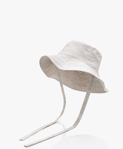 Pomandère Katoen-linnenmix Bucket Hat - Pearl Grey