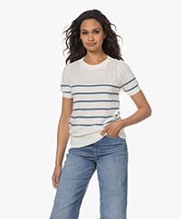 Plein Publique La Zoe Striped Short Sleeve Sweater - Ivory/Jeans