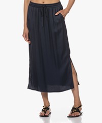 Resort Finest Viscose Satin Pull-on Skirt - Navy