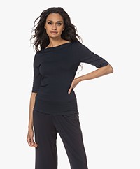 LaSalle Boothals Korte Mouwen Trui - Navy