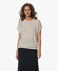 Repeat Linen Short Sleeve Sweater - Ivory
