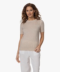Plein Publique La Femme Pointelle Short Sleeve Pullover - Sand
