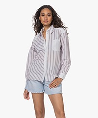 ba&sh Jackie Viscose Blend Contrast Striped Shirt - Bleuciel