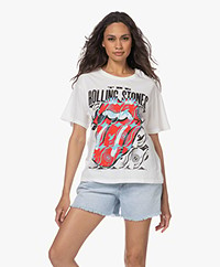 DayDreamer Rolling Stones Record Tongue Boyfriend Tee - Vintage White
