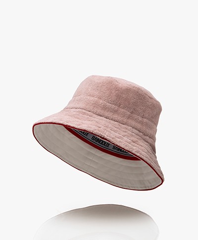 Baindoux Giza Cotton French Terry Reversible Bucket Hat - Nude/White