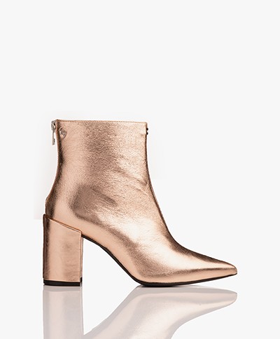 Zadig & Voltaire Glimmer Leather Ankle Boots - Rose Gold