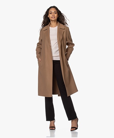 Closed Bale Double-face Wool Blend Coat - Clay