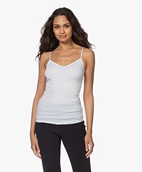 HANRO Cotton Seamless V-hals Spaghetti Top - Wit