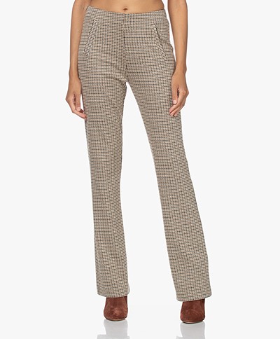 no man's land Houndstooth Jersey Pants - Almond