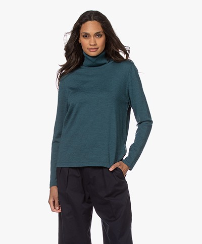 Sibin/Linnebjerg Lisa Turtleneck Sweater in Merino Wool - Petrol