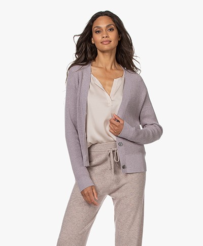 Repeat V-neck Cardigan in Organic Cotton and Cashmere - Shell